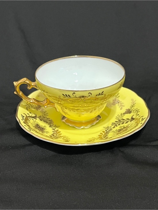 Chubu China Other - Chubu China Japan Cherry 3452 Yellow Gold Teacup & Saucer Set Vintage